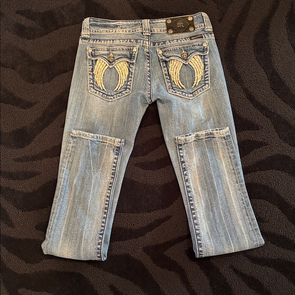 Miss Me Denim Jeans with Wing Embellishments